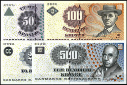 Danmarks Nationalbank, 50, 100, 200 u. 500 Kroner (2004 - 2008). I