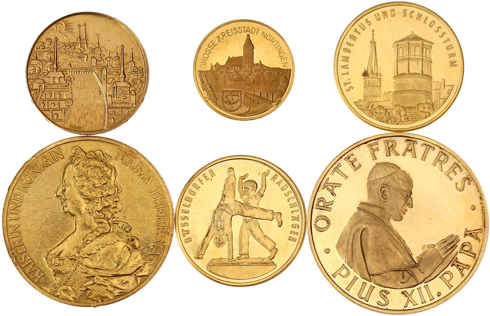 6 Goldmedaillen auf div. Anlässe von 20 mm bis 37 mm Durchmesser ab ...
