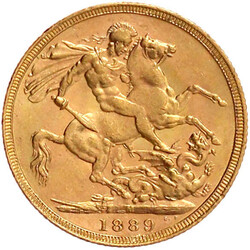 Sovereign 1889 M, Melbourne. 7,98 g. 917/1000. ...