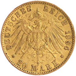20 Mark 1894 J. sehr schön/vorzüglich