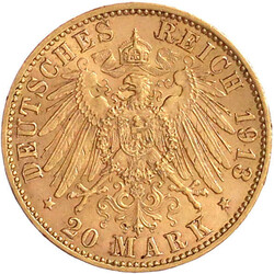 20 Mark 1913 J. fast vorzüglich, winz. Kratzer