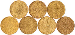Kl. Sammlung von 7 X 20 Mark: 1877, 1893, 1895, 1897, 1899, 1900, ...