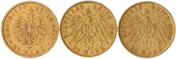 3 X 20 Mark: 1877, 1893, 1900. sehr schön, teils kl. Randfehler
