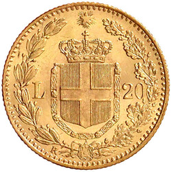 20 Lire 1881 R. 6,45 g. 900/1000. vorzüglich/Stempelglanz
