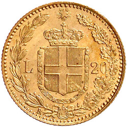 20 Lire 1897 R. 6,45 g. 900/1000. Besseres Jahr. prägefrisch/fast ...