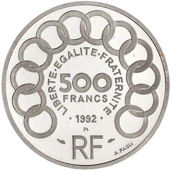 500 Francs/70 ECUS PLATIN 1992, Monnet. 20 Gramm fein. Auflage nur ...