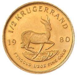1/2 Krügerrand 1980. 1/2 Unze Feingold. Stempelglanz