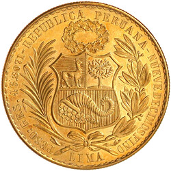 100 Soles 1951, sitzende Freiheit. 46,81 g. 900/1000. ...