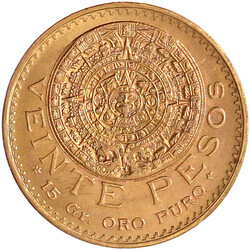20 (Veinte) Pesos 1959. Aztekischer Kalenderstein, 16,67 g. 900/1000. ...