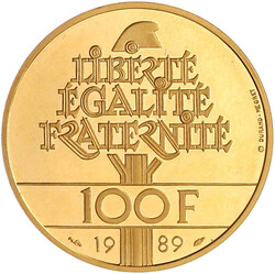 100 Franc 1989, Menschenrechte. 17,00 g. 920/1000. In Kapsel. ...