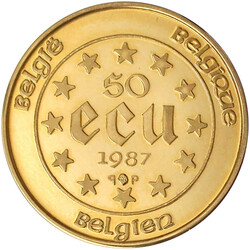 50 ECU 1987. Kaiser Karl V. 1/2 Unze Feingold. Polierte Platte, ...