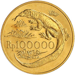 100.000 Rupiah 1974, Komodowaran. 33,43 g. 900/1000. Auflage max. ...