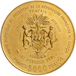 5000 Francs 1971. Georges Pompidou/Wappen mit Schiff. 17,50 g. ...