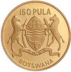 150 Pula 1976, 10 Jahre Unabhängigkeit. 15,98 g. 917/1000. Auflage ...