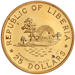 25 Dollars 1965 B. 70. Geburtstag des Präsidenten Tubman. 23,31 g. ...