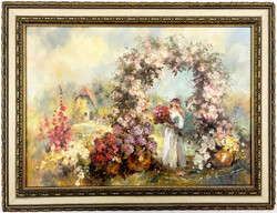 2 Gemälde von M.B. Hesse: Landschaft mit Haus und Braut im großen ...