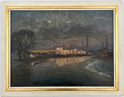 Gemälde "Neckartailfingen bei Nacht" von Hermann Drück (1856 ...