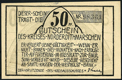 Kreis, 50 Pfg. ohne Aufdruck, mit KN. o.D. I, sehr selten