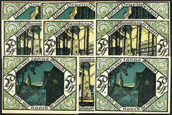 Stadt., 18x 50 Pfg. 1.7.1921. Alle ohne Kn., Bilder komplett. I / I-