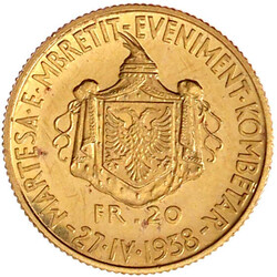 20 Franga Ari 1938 R, Rom. Auf seine Hochzeit. Auflage nur 2500 Ex.. ...
