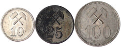 Grönl. Minengesellschaft: 3 Münzen zu 10, 25, 100 Öre 1911. ...