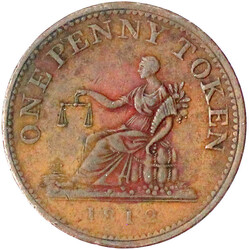Kupfer Pennytoken 1812. sehr schön