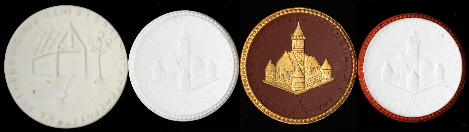 4 Porzellanmedaillen: Schlesische Heimatstätte 1922 weiß (43 mm), ...
