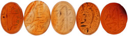 5 ovale islamische Karneolgemmen. Datiert AH 1216 (= 1802), AH 1288 ...
