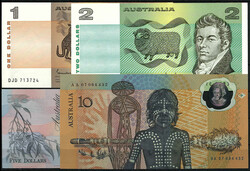 4 Scheine zu 1, 2, 5 u. 10 Dollar o.D. 10 Dollar Commemorative Note ...