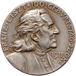 Silbermedaille 1911. Franz Liszt. BAYER. HAUPTMÜNZAMT. FEINSILBER. ...