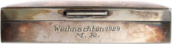 Silberne Zigarettendose "Weihnachten 1929 M.R." Monogramm "KP". ...