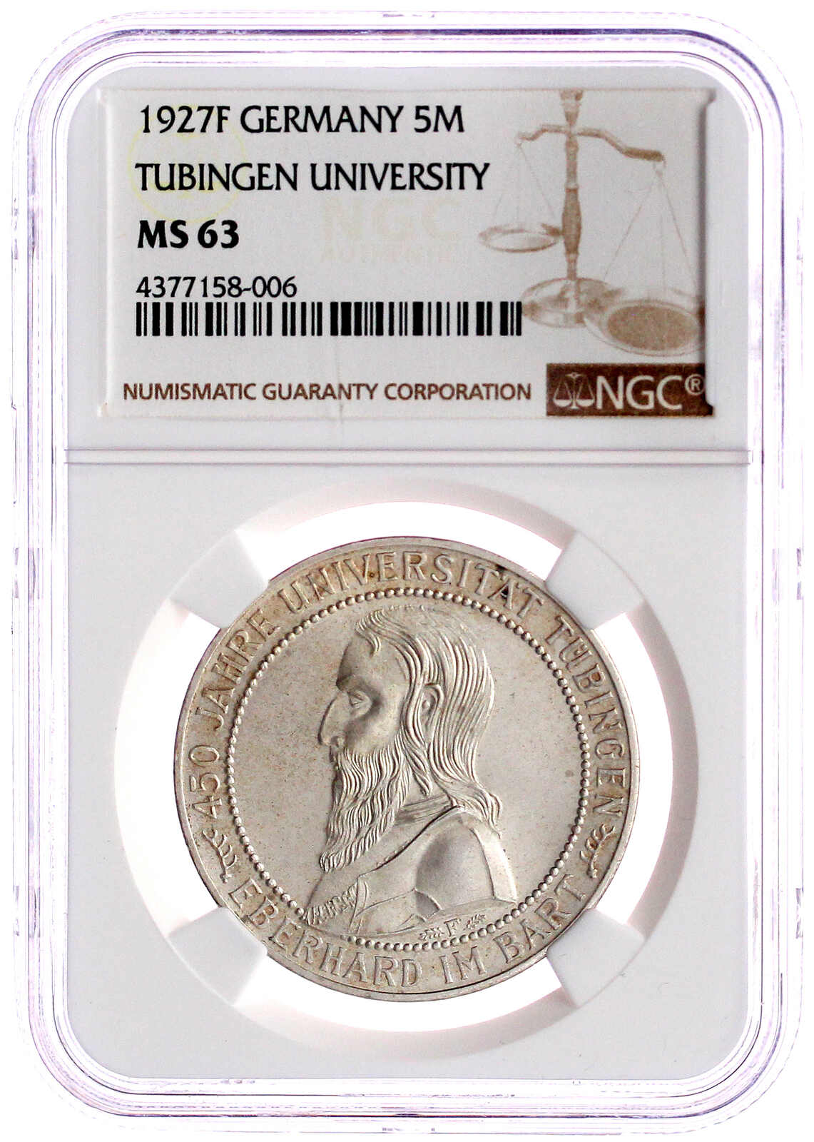 1927 F. Im NGC-Blister mit Grading MS 63. fast Stempelglanz