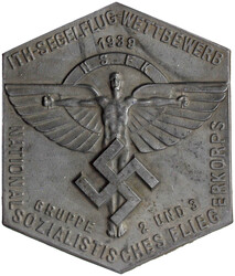 Sechseckige einseitige Zinkplakette 1939. ITH-Segelflug-Wettbewerb ...