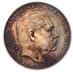 Silbermedaille 1927 D, auf den 80. Geburtstag v. Paul v. Hindenburg, ...