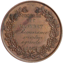 Bronze-Preismedaille der Societe d`Agriculture des Ardennes grav. ...