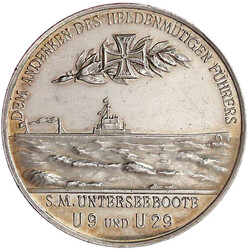 Silbermedaille o.J. v. Lauer, auf Kapitänleutnant Otto Weddigen und ...