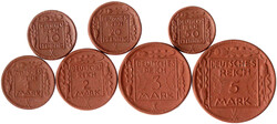 Kompletter Satz zu 10, 20, 50 Pf., 1, 2, 3 und 5 Mark o.J. (1920), ...