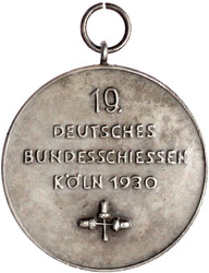 Silbermedaille 1930, unsign. 19. Deutsches Bundesschiessen. Rand: 990 ...