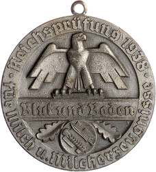 2 tragbare Medaillen Reichsnährstand: Zink versilbert Reichsprüfung ...