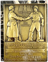 Rechteckige Bronzeplakette 1939/1940 von Lauer, auf Marmorplatte. ...