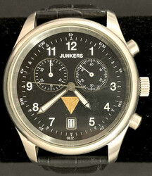 Fliegerchronograph JUNKERS F13, Stahl mit Lederarmband. Lunette 37 mm ...