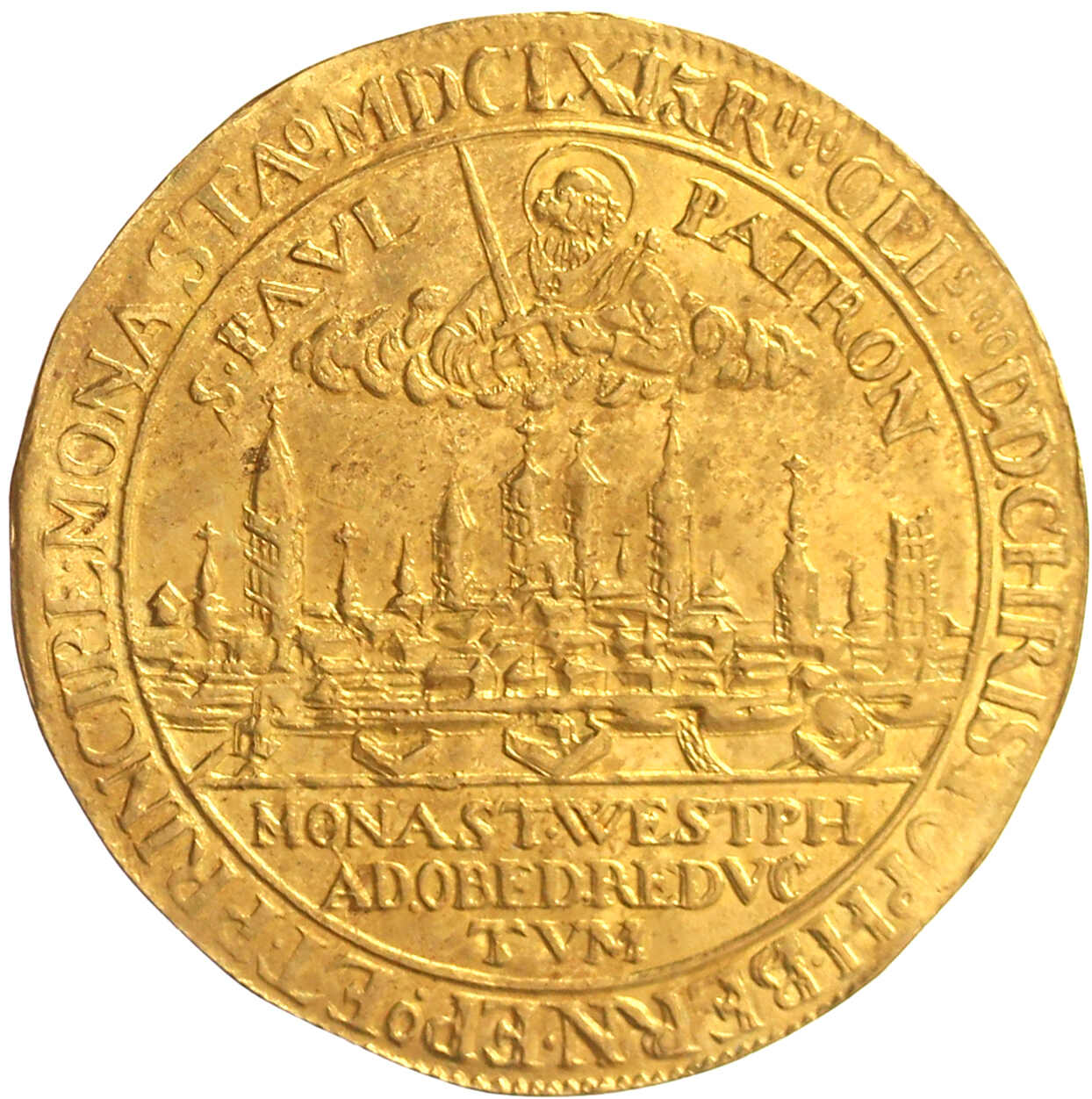 6 Dukaten 1661 auf die Einnahme der Stadt. Brustbild des hl. Paulus ...