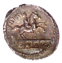 Denar 56 v. Chr. Kopf des Ancus Marcius n.r., dahinter Lituus/Reiter ...