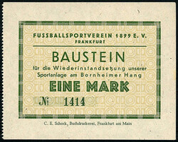 Fußballsportverein 1899 E.V. Frankfurt, Baustein zu 1 Mark o.D. Für ...
