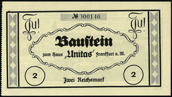 Baustein zu 2 Reichsmark o.D. zum Haus „UNITAS“. I