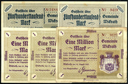 Insgesamt 7 Scheine, 6x Gemeinde zu 2x 500 Tsd. u. 4x 1 Mio. Mark 15 ...
