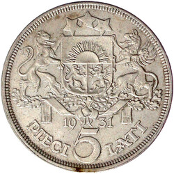 5 Lati 1931. Silber 25,00 g, 835/1000. fast vorzüglichAutomatically ...