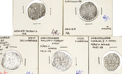 5 Denare: 4 versch. Fürsten von Achaia des 13./14. Jh., französ. ...