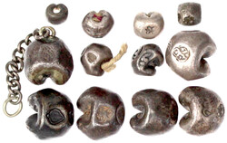 12 div. Pot Duang Silberkugelgeld: 2 X 1/8 Baht, 4 X 1/4 Baht, 6 X 1 ...