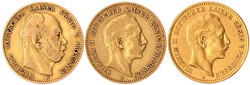 3 Stück: 10 Mark 1872 B, 1893 A, 1905 A.fast sehr schön bis sehr ...
